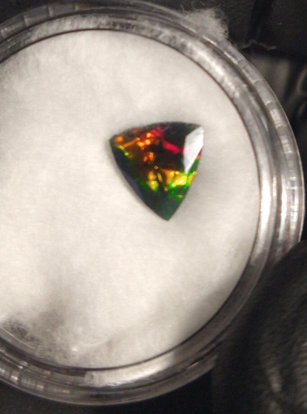 Stunning 0.65 Carat Natural Smoked Black Opal Trilliant Cut Gemstone